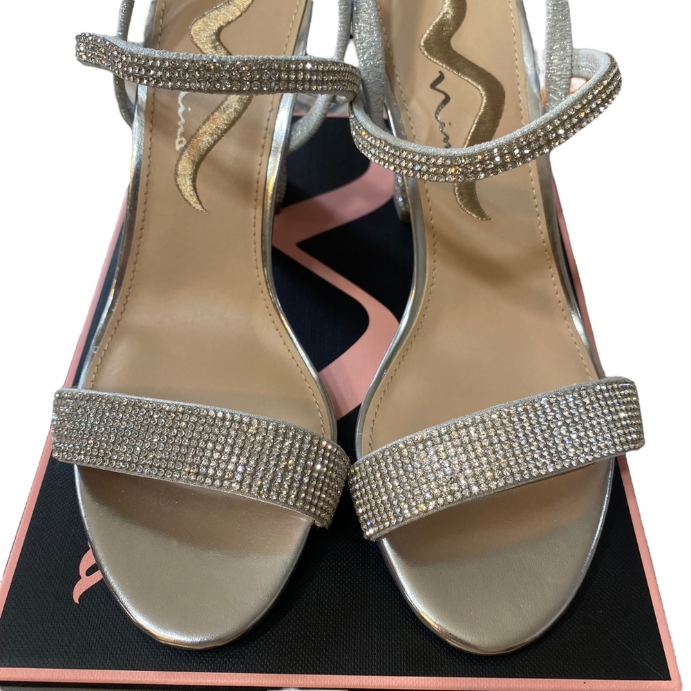 Womens Shoes NINA Ankle Strap Sequin Rhinestone Dress Party Glitter Size 6 M NEW - Picture 3 of 13